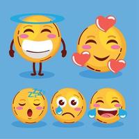 fünf Emojis-Gesichter-Symbole vektor