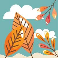 Herbstblätter und Wolken vektor