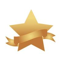 Golden Star Award mit Band. Medaillenverleihung und Siegerelemente. vektor