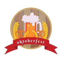 oktoberfest party affischillustration med färsk mörk öl, kringla och blå och vit partyflagga. vektor firande reklambladsmall för traditionell tysk öl