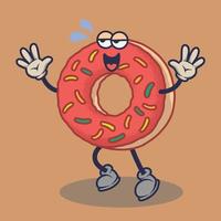 gelangweilte donuts mit fröhlichem gesichtsausdruckaufkleber. Cartoon-Aufkleber im Comic-Stil mit Kontur. Dekoration für Grußkarten, Poster, Patches, Drucke für Kleidung, Embleme. vektor