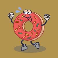 gelangweilte Donuts mit neckendem Gesichtsausdruckaufkleber. Cartoon-Aufkleber im Comic-Stil mit Kontur. Dekoration für Grußkarten, Poster, Patches, Drucke für Kleidung, Embleme. vektor