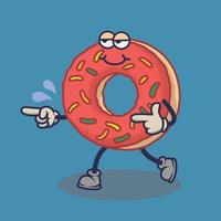 gelangweilte donuts mit lächelndem gesichtsausdruckaufkleber. Cartoon-Aufkleber im Comic-Stil mit Kontur. Dekoration für Grußkarten, Poster, Patches, Drucke für Kleidung, Embleme. vektor