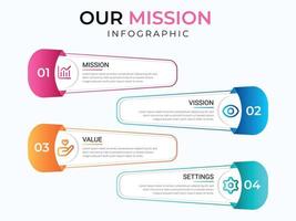 affärspresentation infographics abstrakt 3d vektor designmall med 4 steg eller alternativ. kan användas för arbetsflödeslayout, diagram, årsredovisning, webbdesign, kreativ banner, etikettvektor