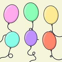 weiche pastellfarben fliegender schwebender ballons setzen flache einfache illustration vektor