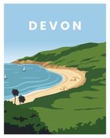 devon england reseaffisch vektorillustration med minimalistisk stil. vektor