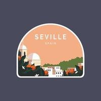 sevilla, spanien emblem patch vektorillustration landschaftsdesign mit minimalistischem stil. vektor