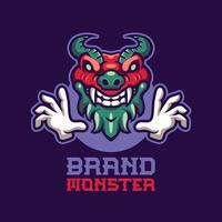 dragon monster huvud maskot logotyp mall vektor