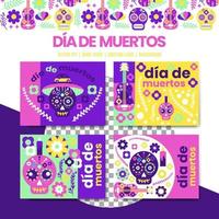 dia des los muertos sammlungsvektorsatz geometrisches plakat, hintergrund, einladungskarte vektor