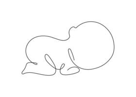 neugeborener babyschlaf, eine fortlaufende zeichnung einer kunstlinie. Silhouette süßes schlafendes Kind im Minimalismus einzelne Umrisszeichnung. kleines Kind liegt auf dem Bauch. Vektor-Illustration vektor