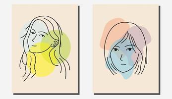 kvinnlig ansiktskonst för väggdekoration vektor