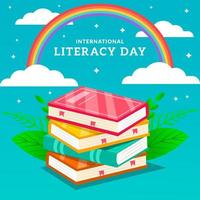internationell läskunnighetsdag med böcker illustration vektor