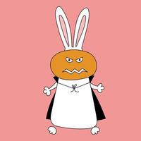 Kaninchensymbol von 2023. Hase in Halloween-Kostümvorlage für Kalender. vektor
