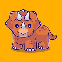 söt triceratops dinosaurieillustration lämplig för maskotklistermärke och t-shirtdesign vektor