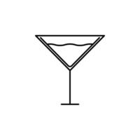 martini cocktail glas ikon med vatten. enkel, linje, siluett och stilren stil. lämplig för symbol, tecken, ikon eller logotyp vektor