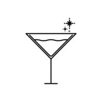 martini cocktail glas ikon med kallt vatten. enkel, linje, siluett och stilren stil. lämplig för symbol, tecken, ikon eller logotyp vektor