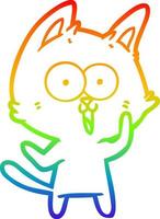 Regenbogen-Gradientenlinie, die lustige Cartoon-Katze zeichnet vektor