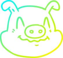 Kalte Gradientenlinie Zeichnung Cartoon-Schwein-Gesicht vektor