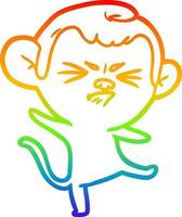 Regenbogen-Gradientenlinie Zeichnung Cartoon genervter Affe vektor