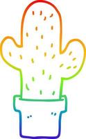 regnbågsgradient linjeteckning tecknad kaktus vektor