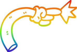 Regenbogen-Gradientenlinie Zeichnung Cartoon-Arm-Geste vektor
