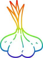 Regenbogen-Gradientenlinie, die Cartoon-Knoblauchknolle zeichnet vektor