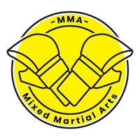 abgerundetes Symbol für gemischte Kampfkünste oder mma-Logo mit Text für Apps oder Website vektor