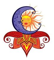 Sonne und Mond. Vektorsymbolastrologie, magische himmlische Alchemie. vektor