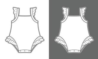 Baby Strampler Kleidungsstück Skizze Modevorlage vektor