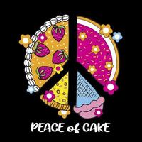 Peace-Zeichen aus Kuchen mit den Texten "Peace of Cake"