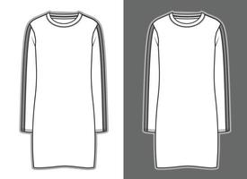 långa ärmar klänning plagg skiss mode illustration vektor