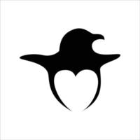 kärlek pingvin logotyp mall. vilda arktiska djur tecken och symbol. vektor