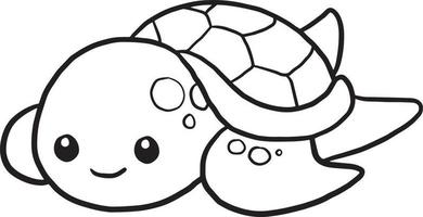 sköldpadda doodle tecknad kawaii anime söt målarbok vektor