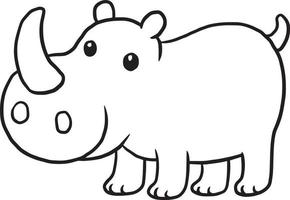 rhinoceros doodle tecknad kawaii anime söt målarbok vektor