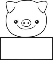 schwein tier cartoon gekritzel kawaii anime malseite niedlich illustration clipart charakter vektor