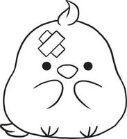 doodle cartoon huhn kawaii anime süße ausmalseite vektor