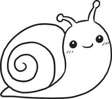 schnecke gekritzel cartoon kawaii anime süße ausmalseite vektor