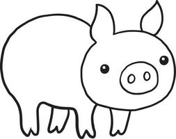 schwein gekritzel cartoon kawaii anime süße ausmalseite vektor