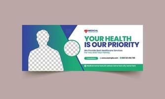 zeitleistenabdeckung und web-banner-vorlage für das medizinische gesundheitswesen vektor