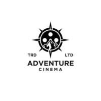 Premium Kompass Abenteuerfilm Vektor schwarzes Logo Vektordesign