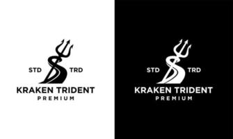 dreizack kraken vintage logo design vektor