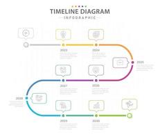 Infografik-Vorlage für Unternehmen. 8 Schritte modernes Zeitachsendiagramm mit jährlichen Themen, Präsentationsvektor-Infografik. vektor