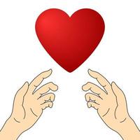 begreppet välgörenhet och donation. händer ger kärlek. ge och dela din kärlek till människor. alla hjärtans dag. vektor illustration.