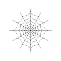 rundes ganzes Spinnennetz isoliert auf weißem Hintergrund. Halloween-Spinnennetz-Element. Spinnennetz-Linienstil. Vektorillustration für jedes Design. vektor