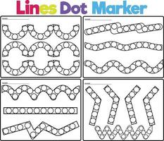 Linien Punktmarker Lernspiel für Kleinkinder Seiten zur Entwicklung der Feinmotorik vektor