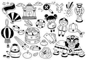 handritad stil Kina doodle objekt vektor illustration för banner