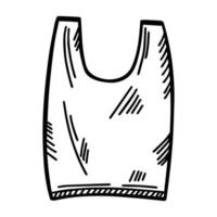 Plastikeinkaufstasche isoliert skizziert. Doodle-Paket im handgezeichneten Stil. vektor