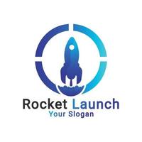 Raketenstartlogo, Startraketenlogo, Startlogo, Raketenlogovorlage vektor