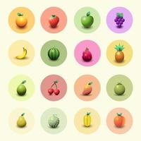 3d frukt ikoner vektor
