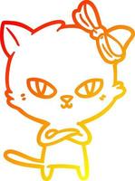 warme Gradientenlinie zeichnet niedliche Cartoon-Katze vektor
